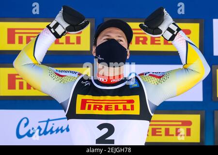 2/21/2021 - Sebastian FOSS-SOLEVAAG (NOR) der Sieger des Männer SL in Cortina d'Ampezzo während 2021 FIS Alpine World SKI Championships - Slalom - Männer, Alpin Ski Race in Cortina (BL), Italien, Februar 21 2021 (Foto by IPA/Sipa USA) Credit: SIPA USA/Alamy Live News Stockfoto