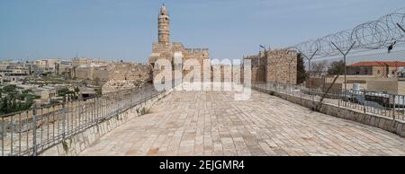 Turm von David, alte Stadtmauern, Jerusalem, Israel Stockfoto