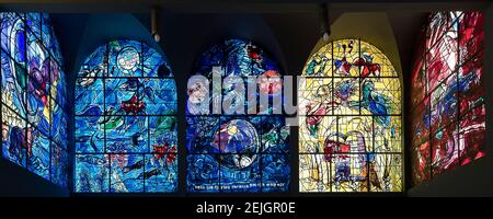 Glasfenster Chagall Fenster im Hadassah Medical Center, Jerusalem, Israel Stockfoto