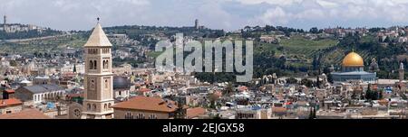 Erhöhte Ansicht einer Stadt, Altstadt, Jerusalem, Israel Stockfoto