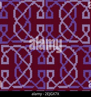 Ornamental Stricken nahtlose Vektor-Muster in violetten und magentafarbenen Farbtönen Als Stoffstruktur Stock Vektor