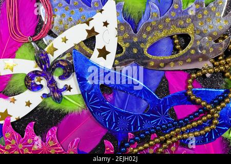 Karneval Masken Mit Federn Und Schmuck Layout Stockfoto