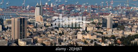 Erhöhte Ansicht des Stadtbildes, Haifa, Israel Stockfoto