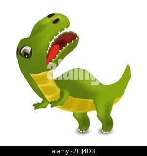 Dinosaurier Tyrannosaurus Zeichentrickfigur. Böse Dinosaurier auf weißem Hintergrund für Ihr Design. 3D Vektorgrafik. Stock Vektor