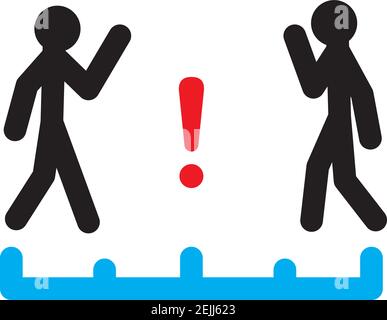 Corona-Virus geschützt, durch nicht dicht beieinander stehen. Symbol für soziale Distanzierung. Halten Sie den Abstand von 1-2 Metern ein. Coronavirus-Epidemie schützend. Vektor. Stock Vektor