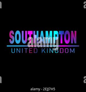 Southampton. Farbenfrohes Textbanner für Typografie. Vektor das Wort southampton Design. Kann verwendet werden, um Logo, Karte, Poster, Überschrift und schönen Titel Stock Vektor