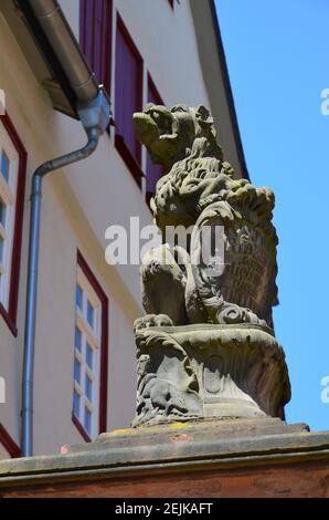 Historische Straßen der Altstadt von Marburg. Stockfoto