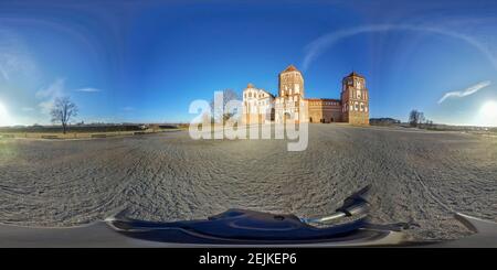 360 Grad VR Aufnahme von mir mittelalterliche alte Burg, mir, Weißrussland Stockfoto