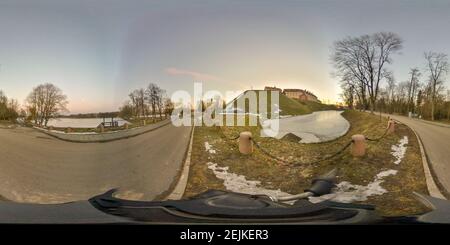 360 Grad VR-Aufnahme von Schloss Niasvizh, Weißrussland Stockfoto