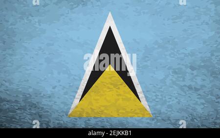 St. Lucia Flagge Pinsel Strich Grunge Hintergrund. Vektorgrafik. Stock Vektor