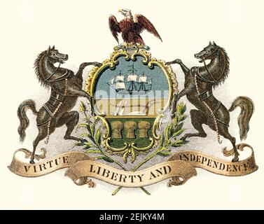 Historisches Wappen des Staates Pennsylvania. Stockfoto