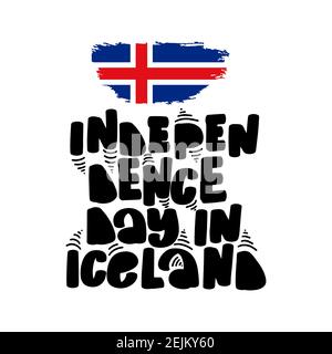 Happy Iceland Republic Day Grußkarte, Banner, Poster Design Print. Stock Vektor