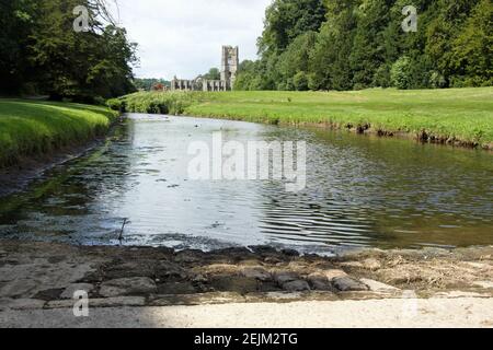 Fontänen Abbey unter Restaurierung Stockfoto