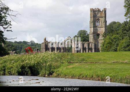 Fontänen Abbey unter Restaurierung Stockfoto