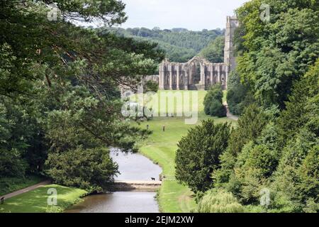 Fontänen Abbey unter Restaurierung Stockfoto