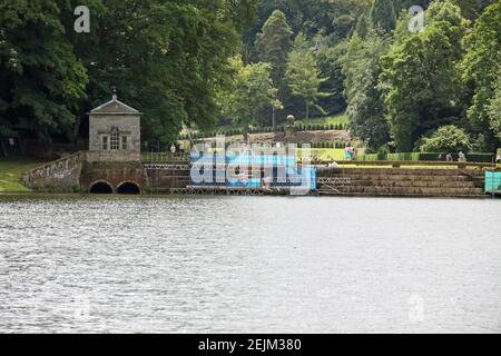 Fontänen Abbey unter Restaurierung Stockfoto