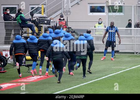 2/21/2021 - Mailand Derby gegen Inter Meisterschaft 2020 21 auf dem Foto: INTER UND LUKAKU EXULTANZA (Foto by IPA/Sipa USA) Stockfoto