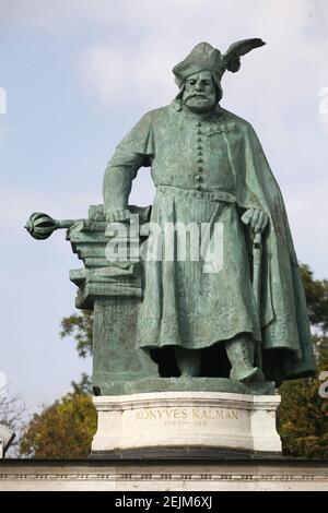 Statue von Konyves Kalman König von Ungarn auf Heldenplatz Budapest Ungarn Stockfoto