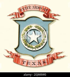 Historisches Wappen des Staates Texas. Stockfoto