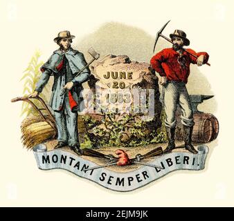 Historisches Wappen des Staates West Virginia. Stockfoto