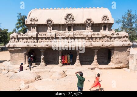 Bhima Ratha einer der Pancha Rathas in Mahabalipuram Stockfoto