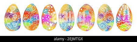 Ein Satz mehrfarbiger Ostereier. Vektorgrafik Stock Vektor