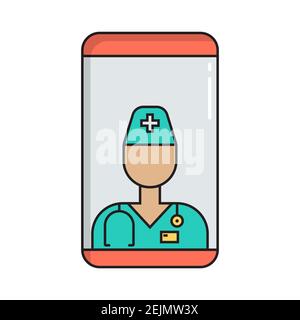 Online Arzt Beratung Einfache Medizin-Symbol in trendigen Linienstil isoliert auf weißem Hintergrund für Web-Anwendungen und mobile Konzepte. Vektor-Abb. Stock Vektor