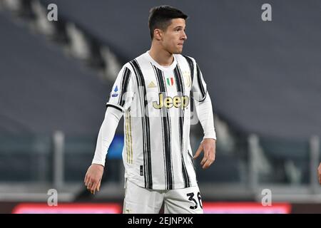 Turin, Italien. Februar 2021, 22nd. Alessandro Di Pardo von Juventus FC reagiert während des Fußballspiels von Juventus FC und FC Crotone im Allianz Stadion in Turin (Italien) am 22th. Februar 2021. Foto Giuliano Marchisciano/Insidefoto Kredit: Insidefoto srl/Alamy Live News Stockfoto