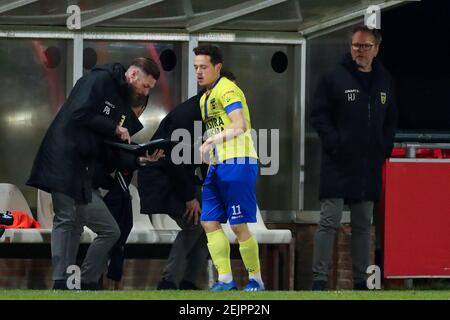 UTRECHT, NIEDERLANDE - FEBRUAR 22: Giovanni Korte vom SC Cambuur während des Keukenkampioen Divisie-Spiels zwischen Jong FC Utrecht und SC Cambuur bei SpO Stockfoto