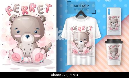 Teddy Frettchen- Poster und Merchandising. Stock Vektor