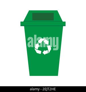 Plastikmüll Recycle Green bin isoliert weißen Backfrund Vektor. Stockfoto