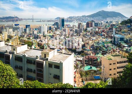 busan Hafen und Brücke bei busan, Südkorea Stockfoto