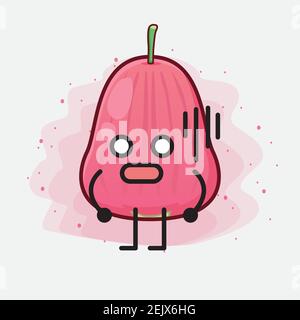 Vektor-Illustration von Java Apple Fruit Charakter mit niedlichen Gesicht, einfache Hände und Bein Linie Kunst auf isolierten Hintergrund. Flache Cartoon Doodle Stil. Stock Vektor