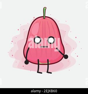 Vektor-Illustration von Java Apple Fruit Charakter mit niedlichen Gesicht, einfache Hände und Bein Linie Kunst auf isolierten Hintergrund. Flache Cartoon Doodle Stil. Stock Vektor