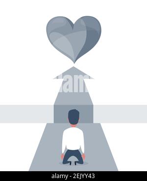 Keine Möglichkeit zu lieben. Liebe, Beziehung und Suchkonzept. Flaches Design. Stock Vektor