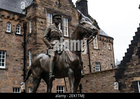 Bild der Reiterstatue des Earl Haig im Schloss Edinburgh Stockfoto