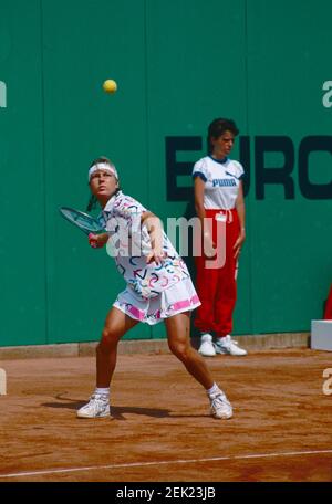 Deutsche Tennisspielerin Sabine Hack, European Open, Genf 1990 Stockfoto