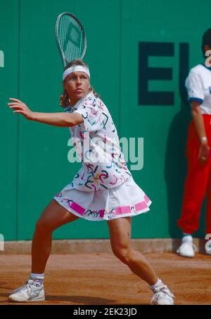 Deutsche Tennisspielerin Sabine Hack, European Open, Genf 1990 Stockfoto