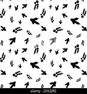 Dinosaurier Fußabdruck Spuren. Minimalistisches Nahtmuster. Hintergrund mit Pfote, Klaue Raubtier. Dinosaurier Fußabdruck Illustration perfekt für Textil, Wrap und Tapete und Design Stock Vektor