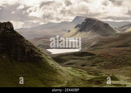 Wundervolle Aussicht auf das quiraing in die Insel skye Stockfoto