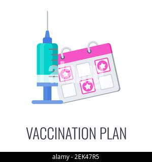 Symbol für Impfplan. Zeitplan, Dosis des Impfstoffs. Stock Vektor