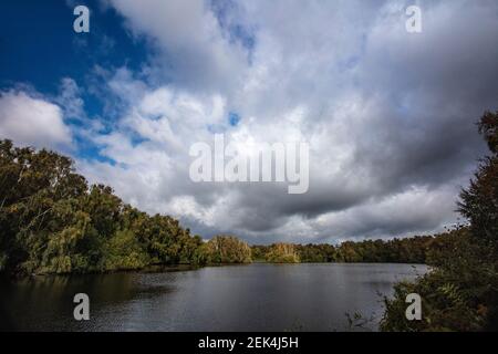 Holme Fen, wo zwei Beiträge aufzeichnen die Schrumpfung der Landoberfläche durch Entwässerung Stockfoto