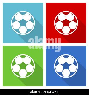 Fußball-Icon-Set, flache Design-Vektor-Illustration in eps 10 für webdesign und mobile Anwendungen in vier Farboptionen Stock Vektor