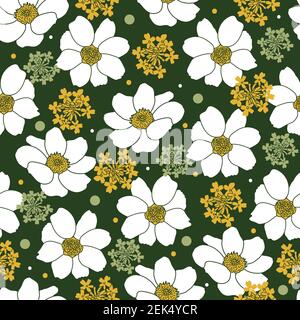 Elegantes Blumenmuster auf grünem Hintergrund Stock Vektor