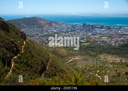 Blick über Kapstadt, vom Tafelberg aus gesehen, kapstadt, Südafrika Stockfoto