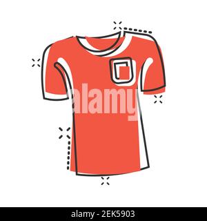 T-Shirt Icon im Comic-Stil. Freizeitkleidung Cartoon Vektor-Illustration auf weißem Hintergrund isoliert. Geschäftskonzept Poloshirt Wear Splash Effect. Stock Vektor