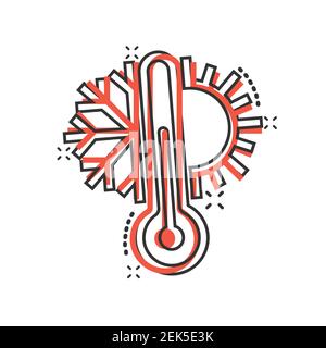 Thermometer Klimaregelung Symbol im Comic-Stil. Meteorologie Balance Cartoon Vektor Illustration auf weißem isolierten Hintergrund. Heiße, kalte Temperatur s Stock Vektor