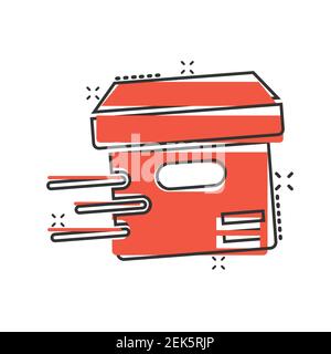 Versandbox Symbol im Comic-Stil. Container Cartoon Vektor-Illustration auf weißem isolierten Hintergrund. Geschäftskonzept Splash-Effekt aus Karton Stock Vektor