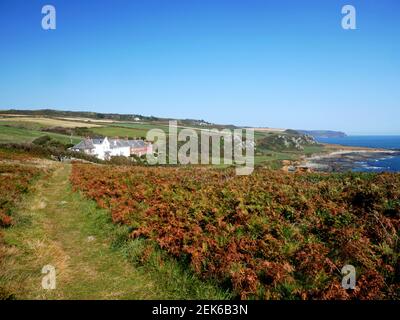 Blick nach Osten von Prawle Point, East Prawle, Devon. Stockfoto