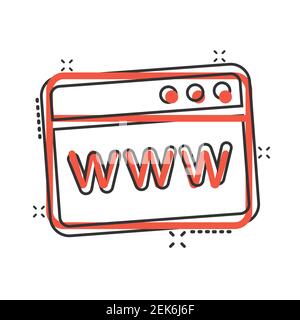 Website Domain-Symbol im Comic-Stil. COM Internet-Adresse Cartoon Vektor Illustration auf weißem Hintergrund isoliert. Server-Splash-Effekt Business Conce Stock Vektor